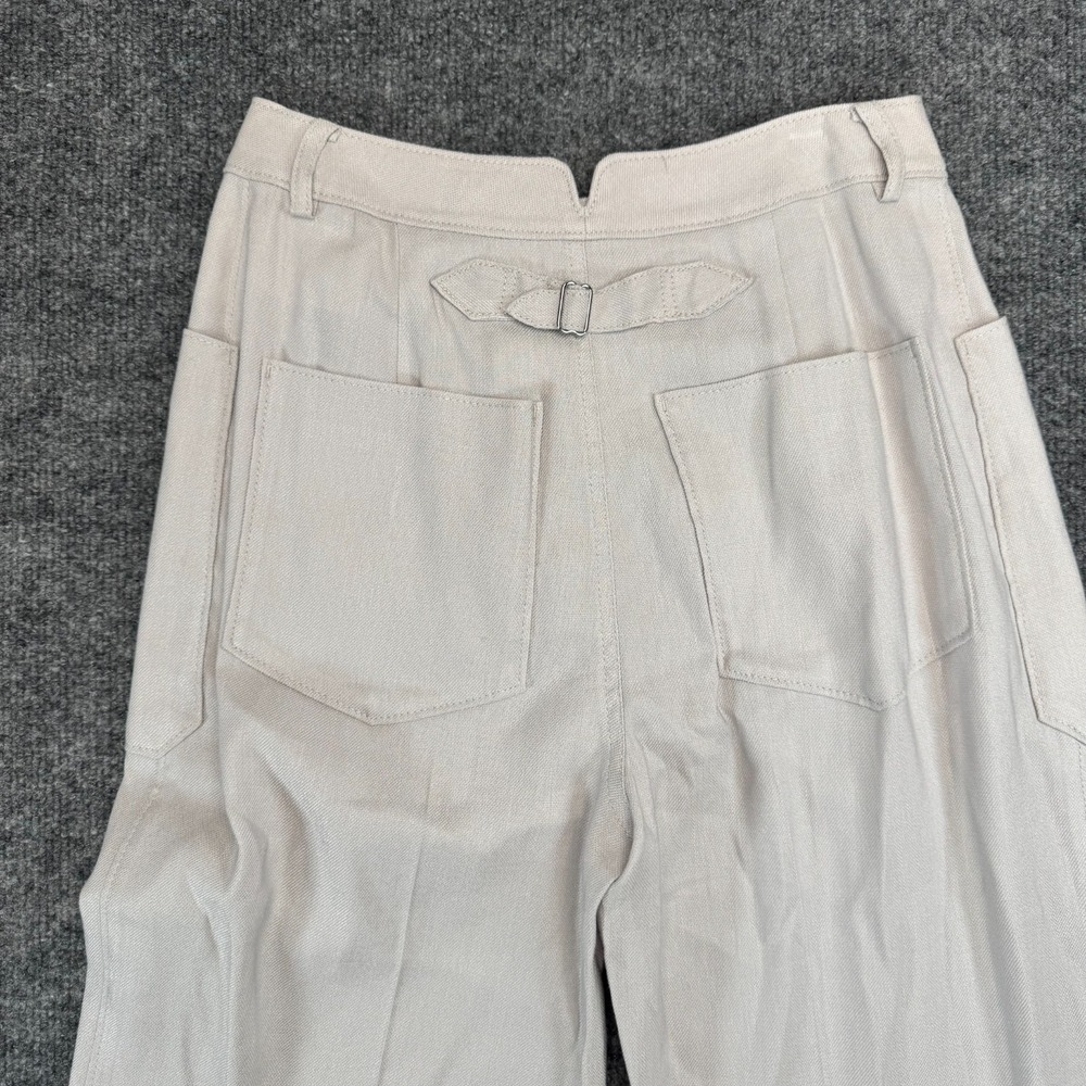 Club Monaco Women's Tea Lounge Wide Leg Utility Pants Cream Cropped Size 0 - Picture 8 of 9